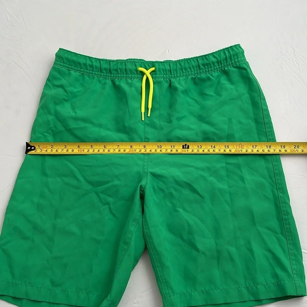 Lands End green mesh lined drawstring swim trunks